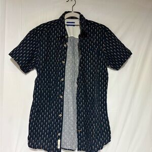 Jack & Jones Navy Shirt with Subtle Orange Pattern